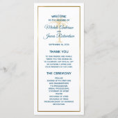 Tropical Blue Gold Palm Tree Beach Hochzeit Programm (Vorderseite)