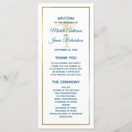 Tropical Blue Gold Palm Tree Beach Hochzeit Programm