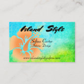 Tropical Blue Green Hibiskus Blume Visitenkarte (Vorderseite)