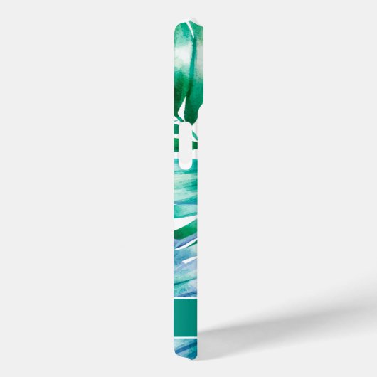 Tropical Blue Green Palm Fronds Personalisierter N Case-Mate iPhone Hülle (Rückseite / Rechts)