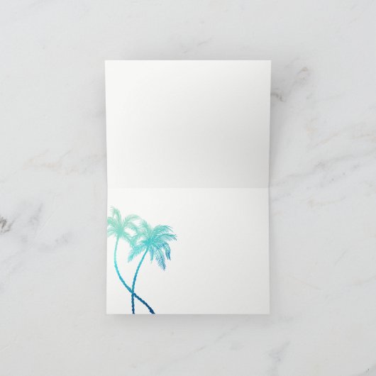 Tropical Blue Green Palm Tree Vielen Dank Karten (Innenseite)