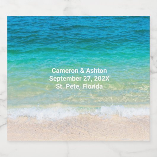 Tropical Blue Green Water Wedding Event Beer Bierflaschenetikett (Einzelnes Label)