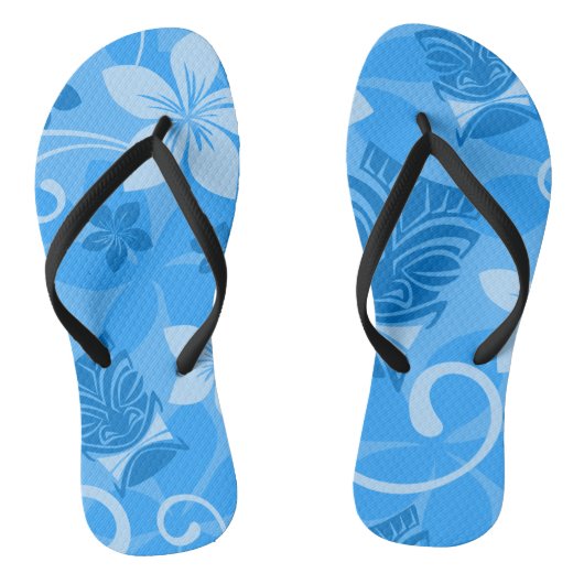 Tropical Blue Hawaiian Tiki Masken Badesandalen (Fußbett)