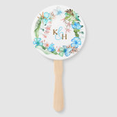 Tropical Blue Hibiscus Wreath Wedding  Fächer (Vorderseite)