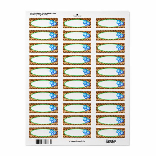 Tropical Blue Hibisken Blume Retro Style Label (Vorne)