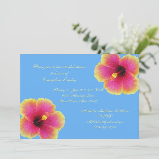 Tropical Blue Hibiskus Blume Einladungen (Stehend Vorderseite)