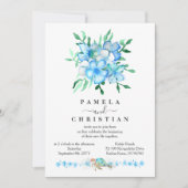 Tropical Blue Hibiskus Blume Hochzeit Einladung (Vorderseite)