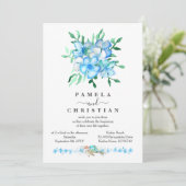 Tropical Blue Hibiskus Blume Hochzeit Einladung (Stehend Vorderseite)