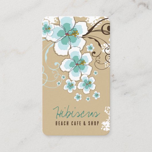 Tropical Blue Hibiskus Blume und Wirbel rustikal Visitenkarte (Vorderseite)
