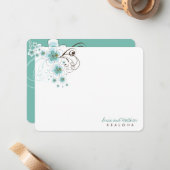Tropical Blue Hibiskus Wedding Vielen Dank Note Ca Mitteilungskarte (Vorderseite/Rückseite Beispiel)