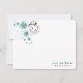 Tropical Blue Hibiskus Wedding Vielen Dank Note Ca Mitteilungskarte