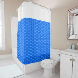 Tropical Blue Honeycomb Muster White Top Cap Duschvorhang