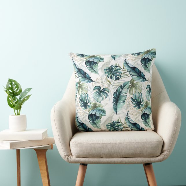 Tropical Blue Jungle Pattern Kissen (Stuhl )