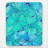 Tropical Blue Leaf Muster Mousepad (Vorne)
