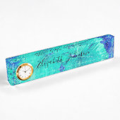 Tropical Blue Leaf Muster Namensplakette