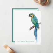 Tropical Blue Macaw Personalisiert Mitteilungskarte (Vorderseite/Rückseite Beispiel)
