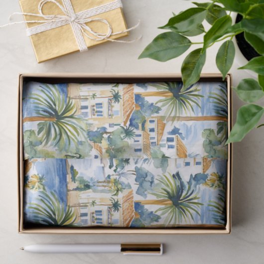 Tropical Blue Mediterranean Wedding Seidenpapier (Geschenk)