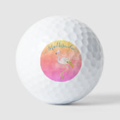 Tropical Blue Monogram Name Black Pink Flamingo G Golfball (Vorderseite)