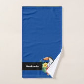 Tropical Blue Monogram Name Toucan Badezimmer Badhandtuch Set (Handtuch)