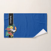 Tropical Blue Monogram Name Toucan Badezimmer Badhandtuch Set (Handtuch)