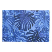 Tropical Blue Monstera Dschungel Blätter Muster Kissenbezug (Rückseite-Links)