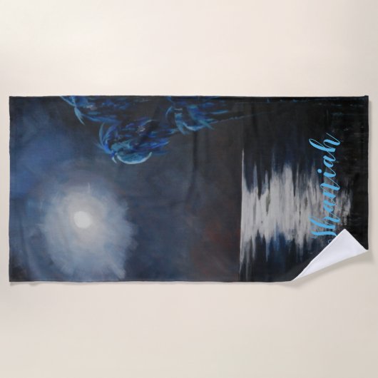 Tropical Blue Moon Reflections Strandtuch (Vorderseite)