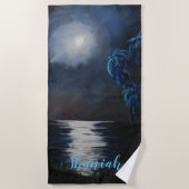 Tropical Blue Moon Reflections Strandtuch (Vorderseite)
