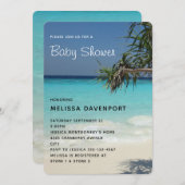 Tropical Blue Ocean Beach Scene Foto Baby Dusche Einladung (Vorne/Hinten)