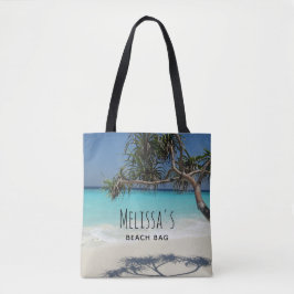 Tropical Blue Ocean Beach Scene Foto Beach Bag Tasche