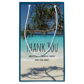 Tropical Blue Ocean Beach Scene Foto Danke Kleine Geschenktüte (Rückseite)
