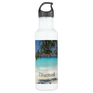 Tropical Blue Ocean Beach Scene Foto Edelstahlflasche