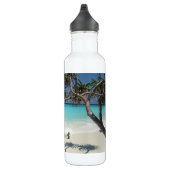 Tropical Blue Ocean Beach Scene Foto Edelstahlflasche (Rechts)