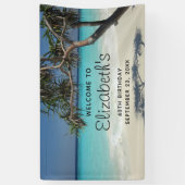 Tropical Blue Ocean Beach Scene Foto Geburtstag Banner (Vertikal)
