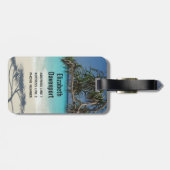 Tropical Blue Ocean Beach Scene Foto Gepäckanhänger (Rückseite horizontal)