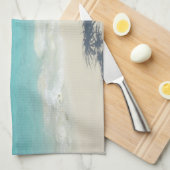 Tropical Blue Ocean Beach Scene Foto Geschirrtuch (Viertel Falte)