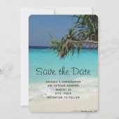 Tropical Blue Ocean Beach Scene Foto Hochzeit Save The Date (Vorderseite)