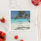 Tropical Blue Ocean Beach Scene Foto Hochzeit Serviette (Beispiel)