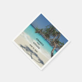 Tropical Blue Ocean Beach Scene Foto Hochzeit Serviette (Ecke)
