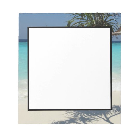 Tropical Blue Ocean Beach Scene Foto Notizblock (Vorderseite)