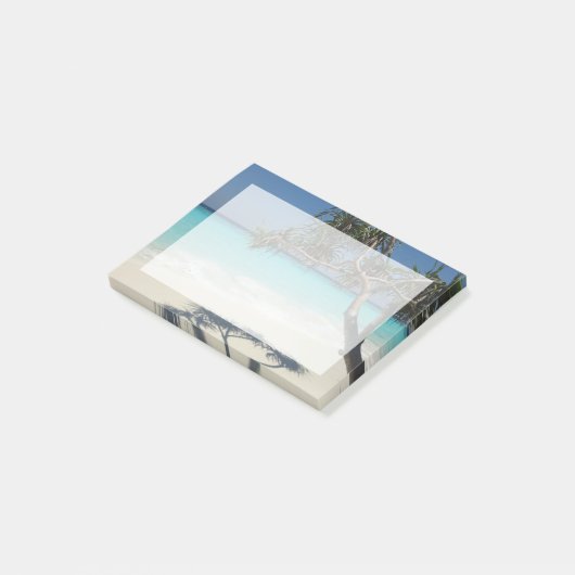 Tropical Blue Ocean Beach Scene Foto Post-it Klebezettel (angewinkelt)