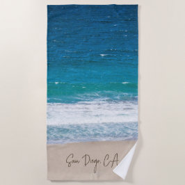 Tropical Blue Ocean Beach Waves Personalisiert Strandtuch