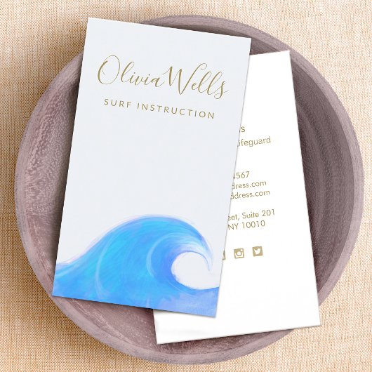 Tropical Blue Ocean Surf Wave Business Card Visitenkarte