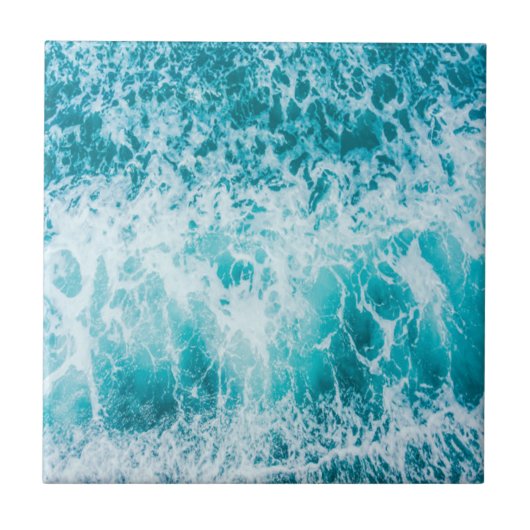 Tropical Blue Ocean Waves Fliese (Vorderseite)