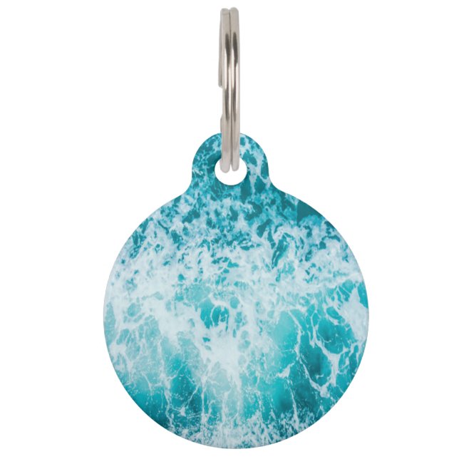 Tropical Blue Ocean Waves Haustiermarke (Vorderseite)