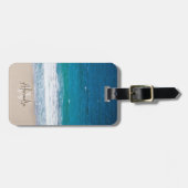 Tropical Blue Ocean Waves Sandy Beach Personalisie Gepäckanhänger (Vorderseite horizontal)