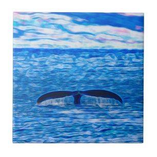 Tropical Blue Ocean Whale Schwanz Fliese
