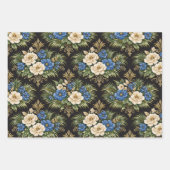 Tropical Blue Palm Floral Geschenkpapier Set (Vorderseite)