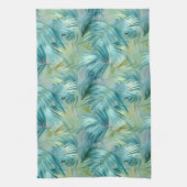 Tropical Blue Palm Leaf Wasserfarbe Gemustert Geschirrtuch (Vertikal)