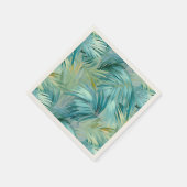 Tropical Blue Palm Leaf Wasserfarbe Gemustert Serviette (Ecke)
