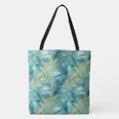 Tropical Blue Palm Leaf Wasserfarbe Gemustert Tasche (Vorderseite)